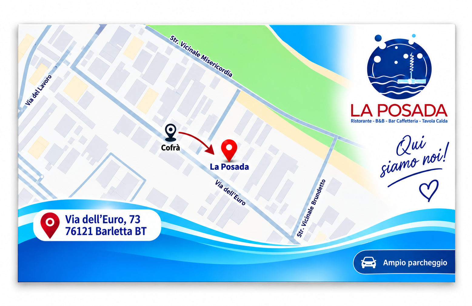 Mappa illustrata con la posizione di La Posada in Via dell’Euro 73, Barletta